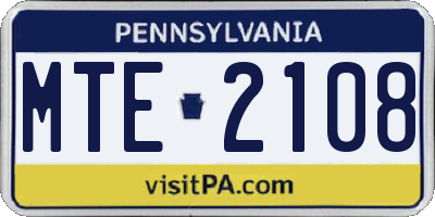 PA license plate MTE2108