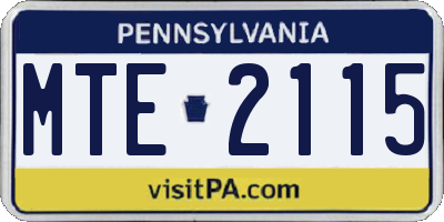 PA license plate MTE2115