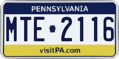 PA license plate MTE2116