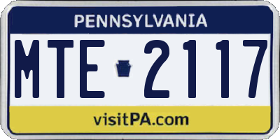 PA license plate MTE2117