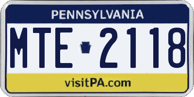 PA license plate MTE2118