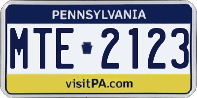 PA license plate MTE2123
