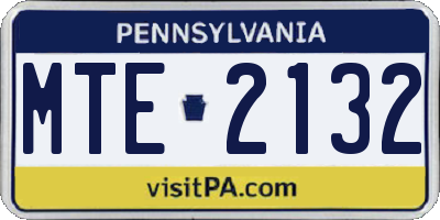 PA license plate MTE2132