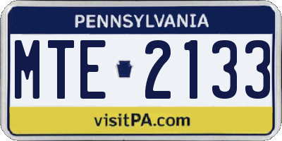 PA license plate MTE2133