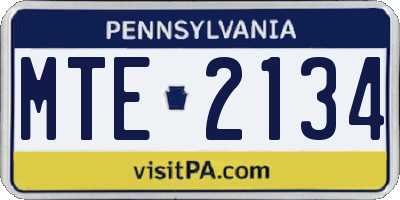 PA license plate MTE2134