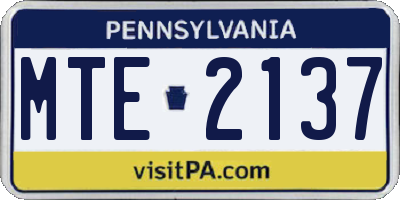 PA license plate MTE2137