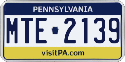 PA license plate MTE2139