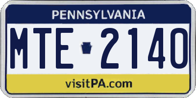 PA license plate MTE2140