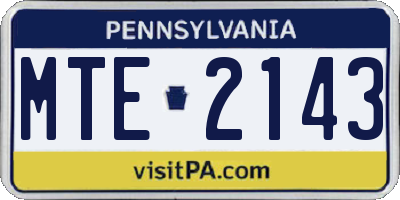 PA license plate MTE2143