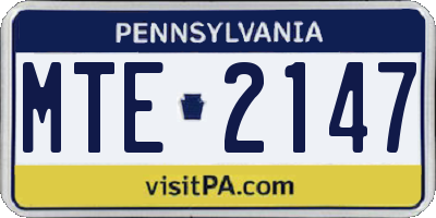 PA license plate MTE2147