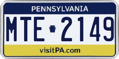 PA license plate MTE2149