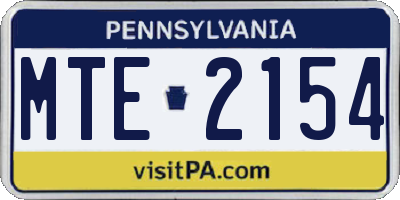 PA license plate MTE2154