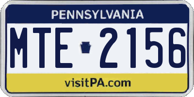 PA license plate MTE2156