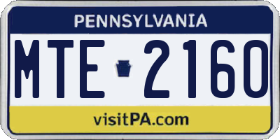 PA license plate MTE2160