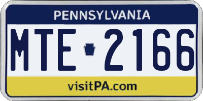 PA license plate MTE2166