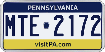 PA license plate MTE2172