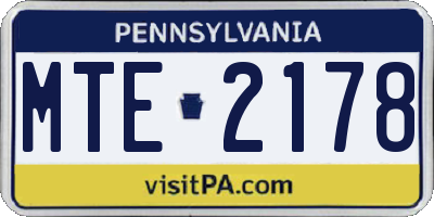 PA license plate MTE2178