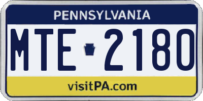 PA license plate MTE2180