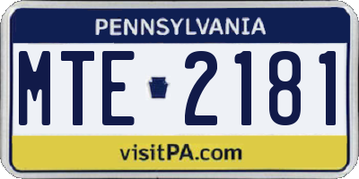 PA license plate MTE2181