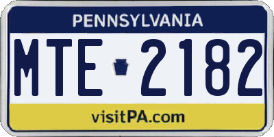 PA license plate MTE2182