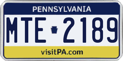 PA license plate MTE2189