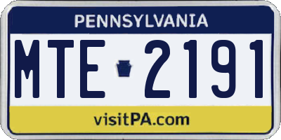 PA license plate MTE2191