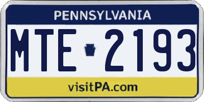PA license plate MTE2193
