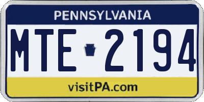 PA license plate MTE2194