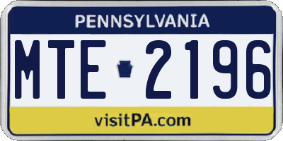 PA license plate MTE2196