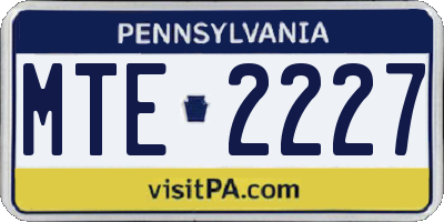 PA license plate MTE2227