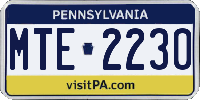 PA license plate MTE2230
