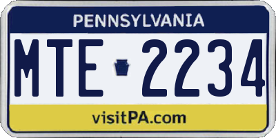 PA license plate MTE2234