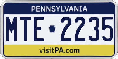 PA license plate MTE2235