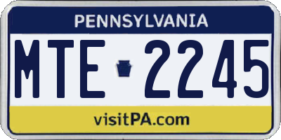PA license plate MTE2245