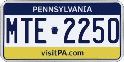 PA license plate MTE2250