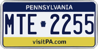 PA license plate MTE2255