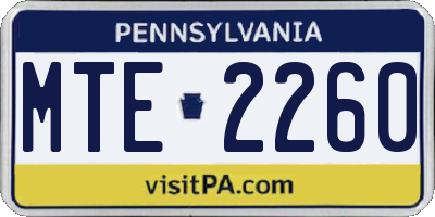 PA license plate MTE2260