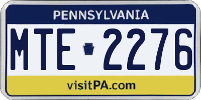 PA license plate MTE2276