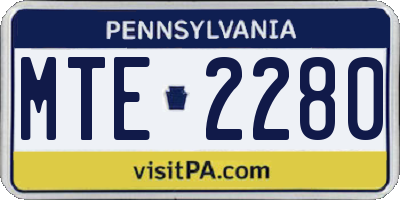 PA license plate MTE2280