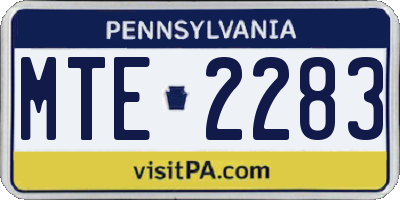 PA license plate MTE2283