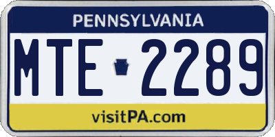 PA license plate MTE2289