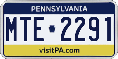 PA license plate MTE2291