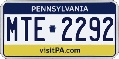 PA license plate MTE2292