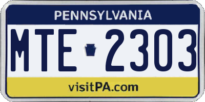 PA license plate MTE2303