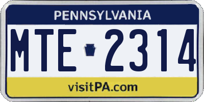 PA license plate MTE2314
