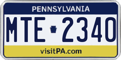 PA license plate MTE2340