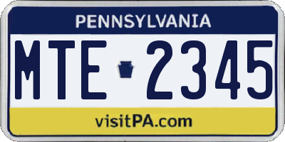 PA license plate MTE2345