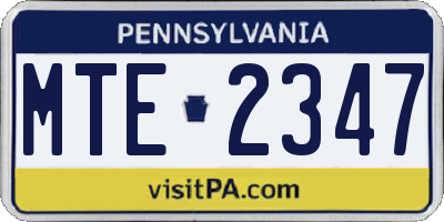 PA license plate MTE2347