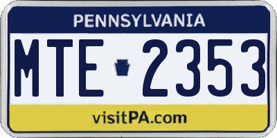 PA license plate MTE2353
