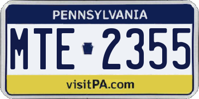 PA license plate MTE2355